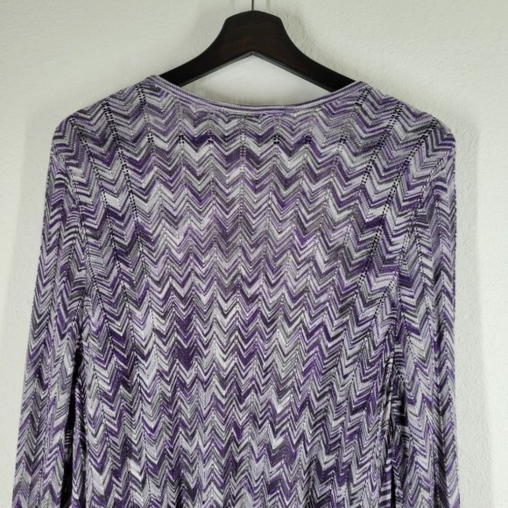 Avenue Open Front Cardigan Womens 18/20 Purple Chevron 36" longline - Picture 6 of 9